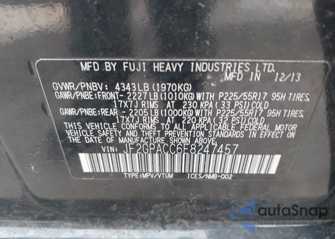 2014 Subaru Xv Crosstrek 2.0I Premium z USA, uszkodzony, nr VIN JF2GPACC6E8247457